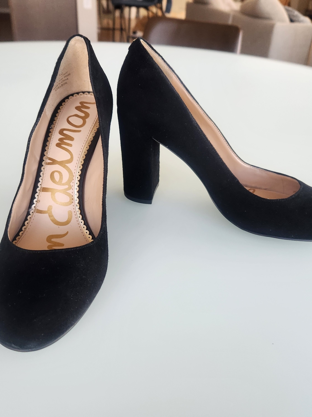 Sam Edelman Black Suede Block Heel Pumps